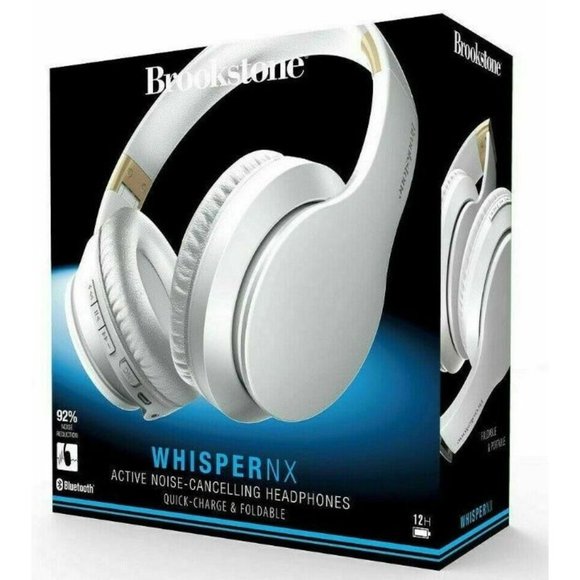 Brookstone WhisperNX Active Noise-Cancelling Bluetooth Headphones , White - Picture 5 of 7